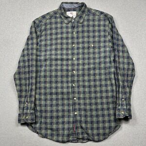 The Territory Ahead Button Down Shirt Men's LT Green Plaid Aztec Abstract Print